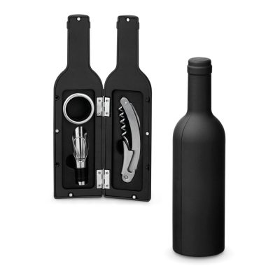 Conjunto para vinho com três componentes em metal: saca-rolhas com canivete de escanção