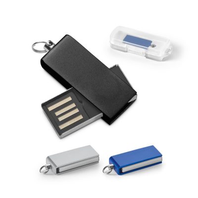 Pen Drive UDP mini com 8GB em alumínio. Fornecida em caixa em PP